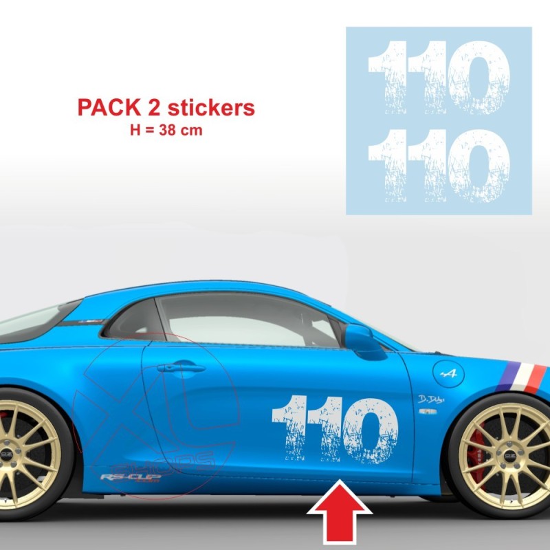 110 Racing number sticker in 2 copies for Alpine A110 - Type 4