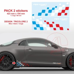 2 stickers damiers tricolore latéraux Racing pour Alpine A110