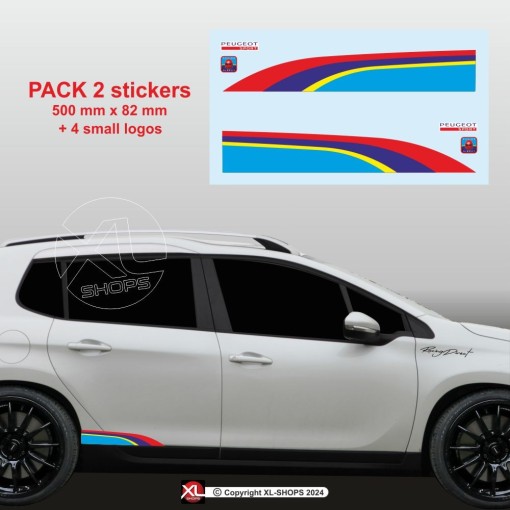 Sticker in PEUGEOT SPORT colors for the side skirts of 107 108 206 207 208 308 2008 3008 5008 RCZ