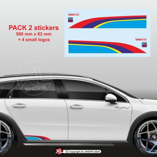 Sticker in PEUGEOT SPORT colors for the side skirts of 107 108 206 207 208 308 2008 3008 5008 RCZ