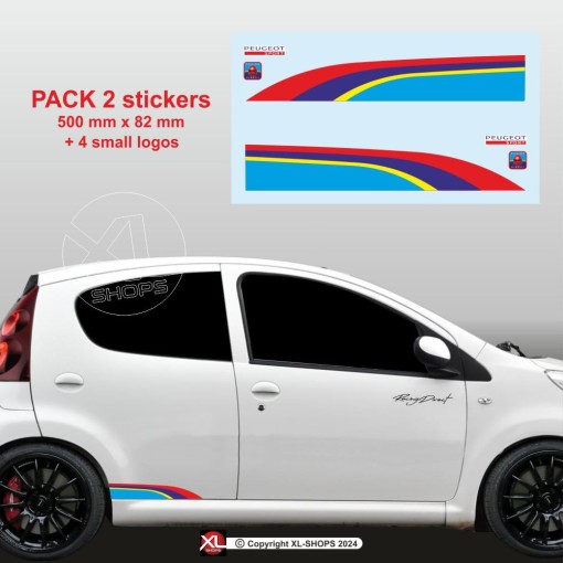 Sticker in PEUGEOT SPORT colors for the side skirts of 107 108 206 207 208 308 2008 3008 5008 RCZ