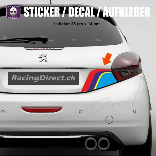 Sticker aux couleurs PEUGEOT SPORT pour coffre de 208 type 2