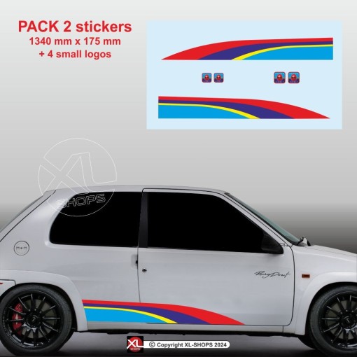 RALLY Sticker in PEUGEOT SPORT colors for the side skirts of 107 108 206 207 208 308 2008 3008 5008 RCZ