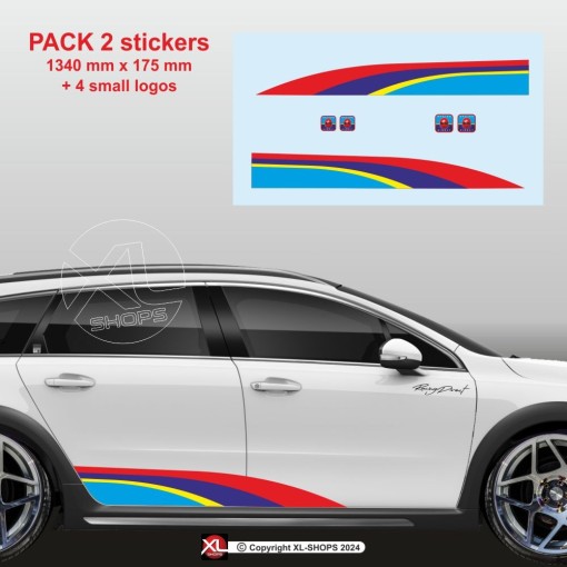 RALLY Sticker in PEUGEOT SPORT colors for the side skirts of 107 108 206 207 208 308 2008 3008 5008 RCZ