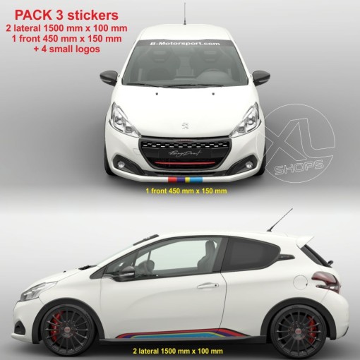 3 RALLY Sticker in PEUGEOT SPORT colors for 107 108 206 207 208 308 2008 3008 5008 RCZ