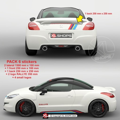 RALLY Sticker Pack in PEUGEOT SPORT colors for 107 108 206 207 208 308 2008 3008 5008 RCZ