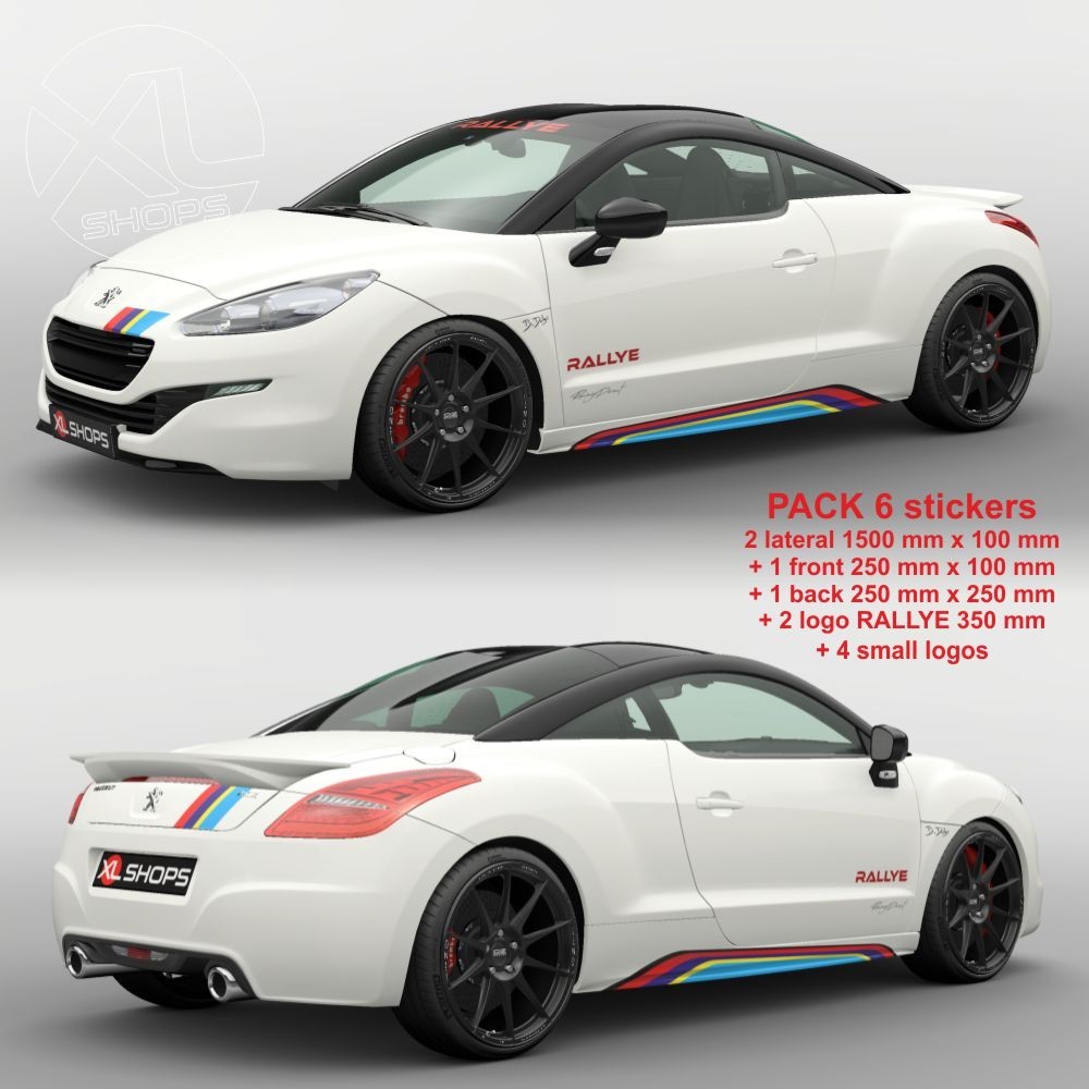 RALLY Sticker Pack in PEUGEOT SPORT colors for 107 108 206 207 208 308 2008 3008 5008 RCZ