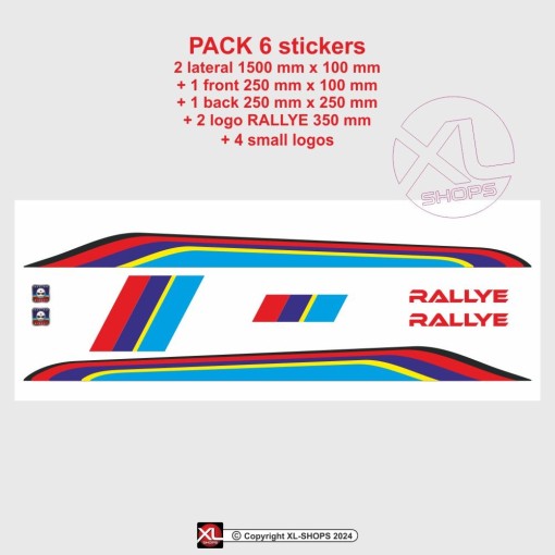 RALLY Sticker Pack in PEUGEOT SPORT colors for 107 108 206 207 208 308 2008 3008 5008 RCZ