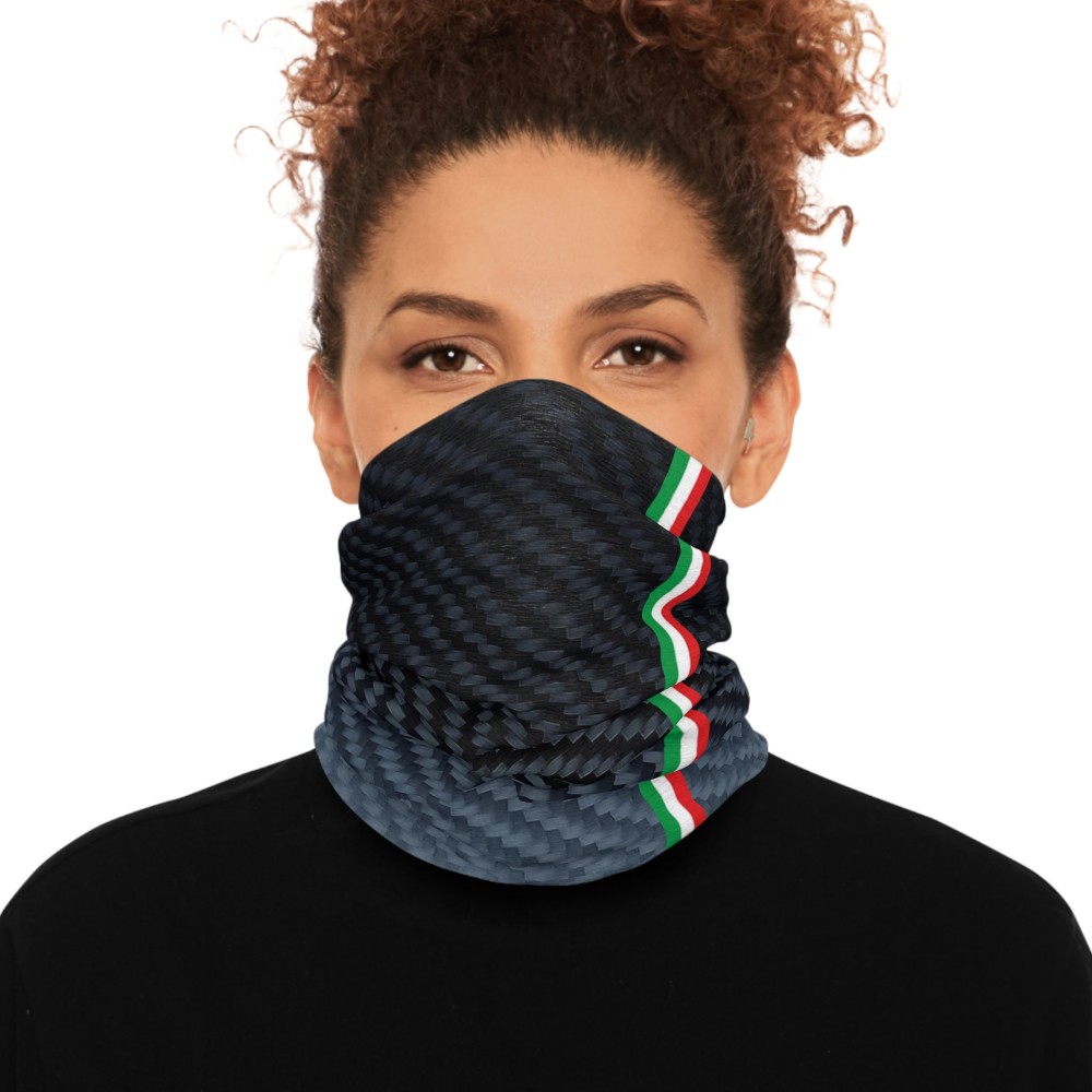 ITALIA Carbon fiber-style neck warmer, racing-style tube scarf for car and motorcycle enthusiasts