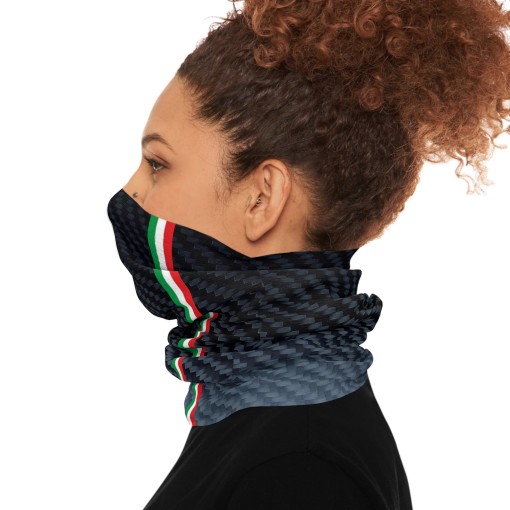 ITALIA Carbon fiber-style neck warmer, racing-style tube scarf for car and motorcycle enthusiasts