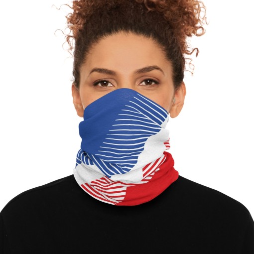 Tricolor France neck warmer, racing-style tube scarf for Alpine enthusiasts