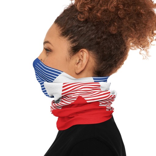 Tricolor France neck warmer, racing-style tube scarf for Alpine enthusiasts