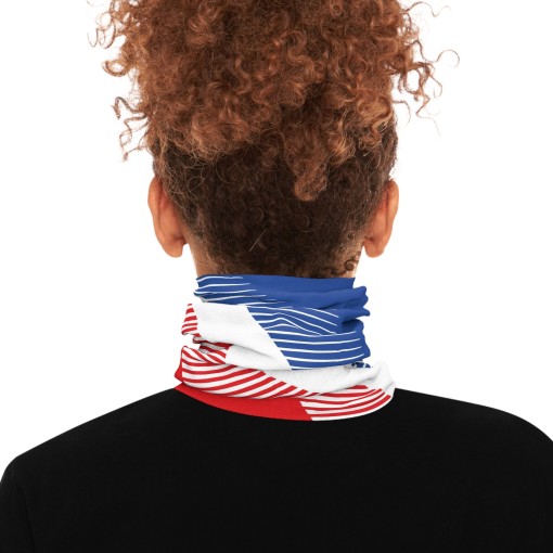 Tricolor France neck warmer, racing-style tube scarf for Alpine enthusiasts