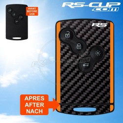 Sticker for 4 buttons Key ALPINE A110 CARBON look and orange stripes