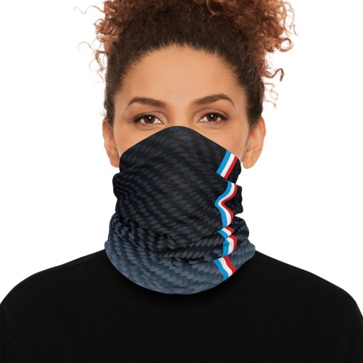 FRANCE Carbon fiber-style neck warmer, racing-style tube scarf for car and motorcycle enthusiasts