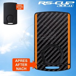 Sticker for 4 buttons Key ALPINE A110 CARBON look and orange stripes