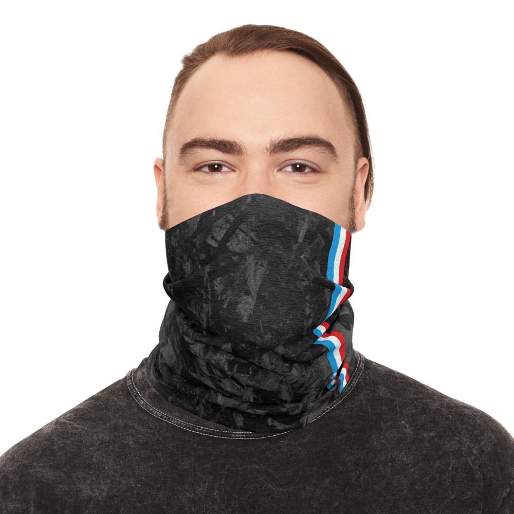 FRANCE Forged Carbon fiber-style neck warmer, racing-style tube scarf for car and motorcycle enthusiasts