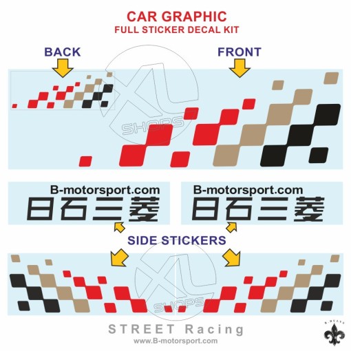 STREET RACING - Kit grafico completo per tutti i modelli MITSUBISHI