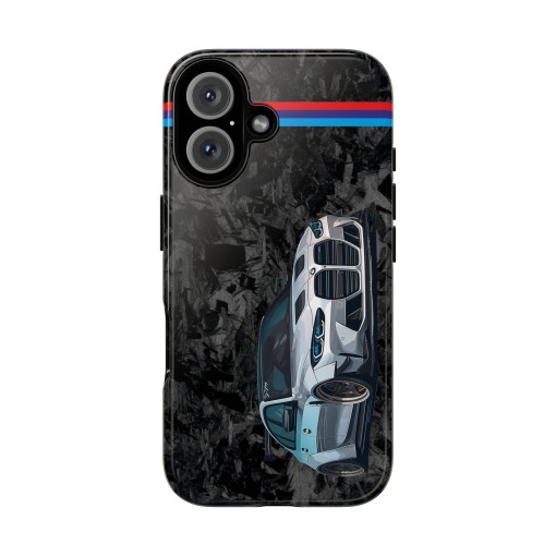 Coque de téléphone silhouette BMW M3 G80 pour iPhone 16 / 16 Pro / 16 Plus / 16 Pro Max