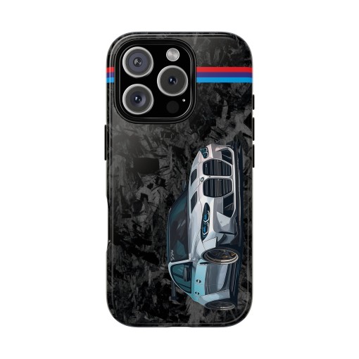 Coque de téléphone silhouette BMW M3 G80 pour iPhone 16 / 16 Pro / 16 Plus / 16 Pro Max