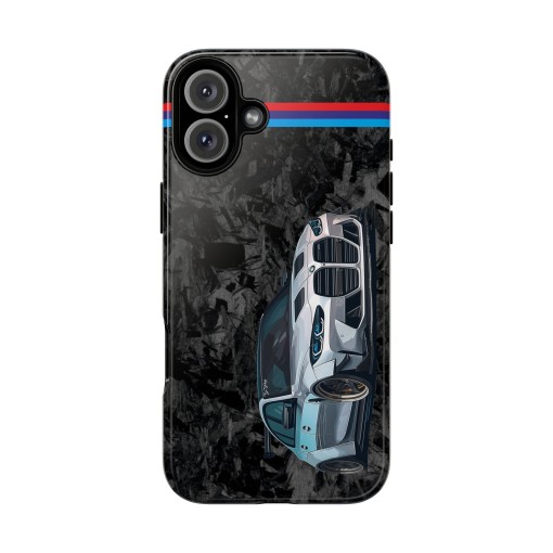 Coque de téléphone silhouette BMW M3 G80 pour iPhone 16 / 16 Pro / 16 Plus / 16 Pro Max