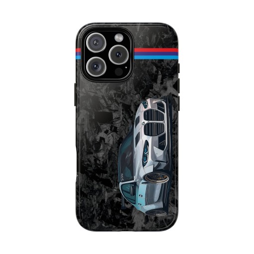 Coque de téléphone silhouette BMW M3 G80 pour iPhone 16 / 16 Pro / 16 Plus / 16 Pro Max