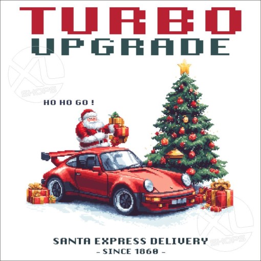 PIXEL ART T-Shirt Weihnachtsgeschenk TURBO UPGRADE mit dem Weihnachtsmann und seinem 911 Unisex T-Shirt