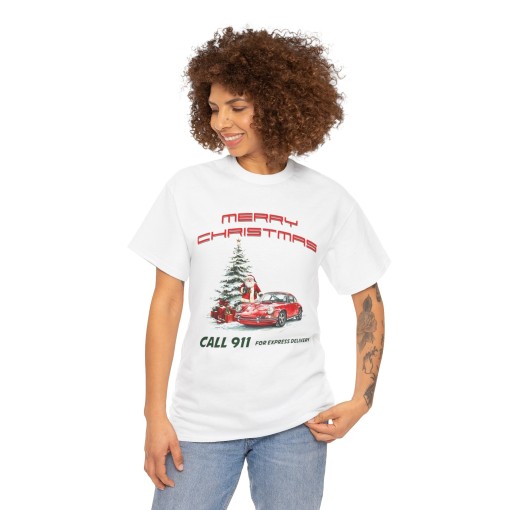 MERRY CHRISTMAS Christmas gift T-shirt with Santa Claus and his 911 Unisex T-shirt