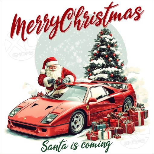 MERRY CHRISTMAS Christmas gift T-shirt with Santa Claus and his F40 Unisex T-shirt