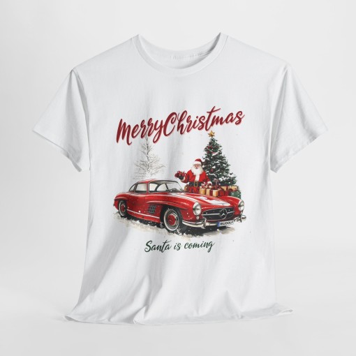 MERRY CHRISTMAS T-Shirt regalo di Natale con Babbo Natale e la sua MERCEDES 300 SL T-Shirt unisex