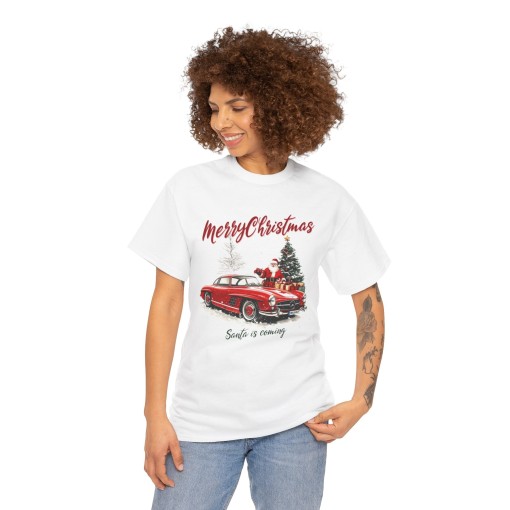 MERRY CHRISTMAS T-Shirt Weihnachtsgeschenk mit dem Weihnachtsmann und seinem MERCEDES 300 SL Unisex T-Shirt