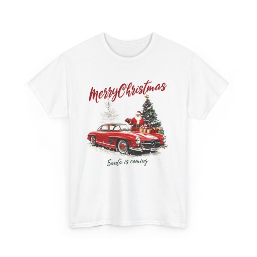 MERRY CHRISTMAS T-Shirt regalo di Natale con Babbo Natale e la sua MERCEDES 300 SL T-Shirt unisex