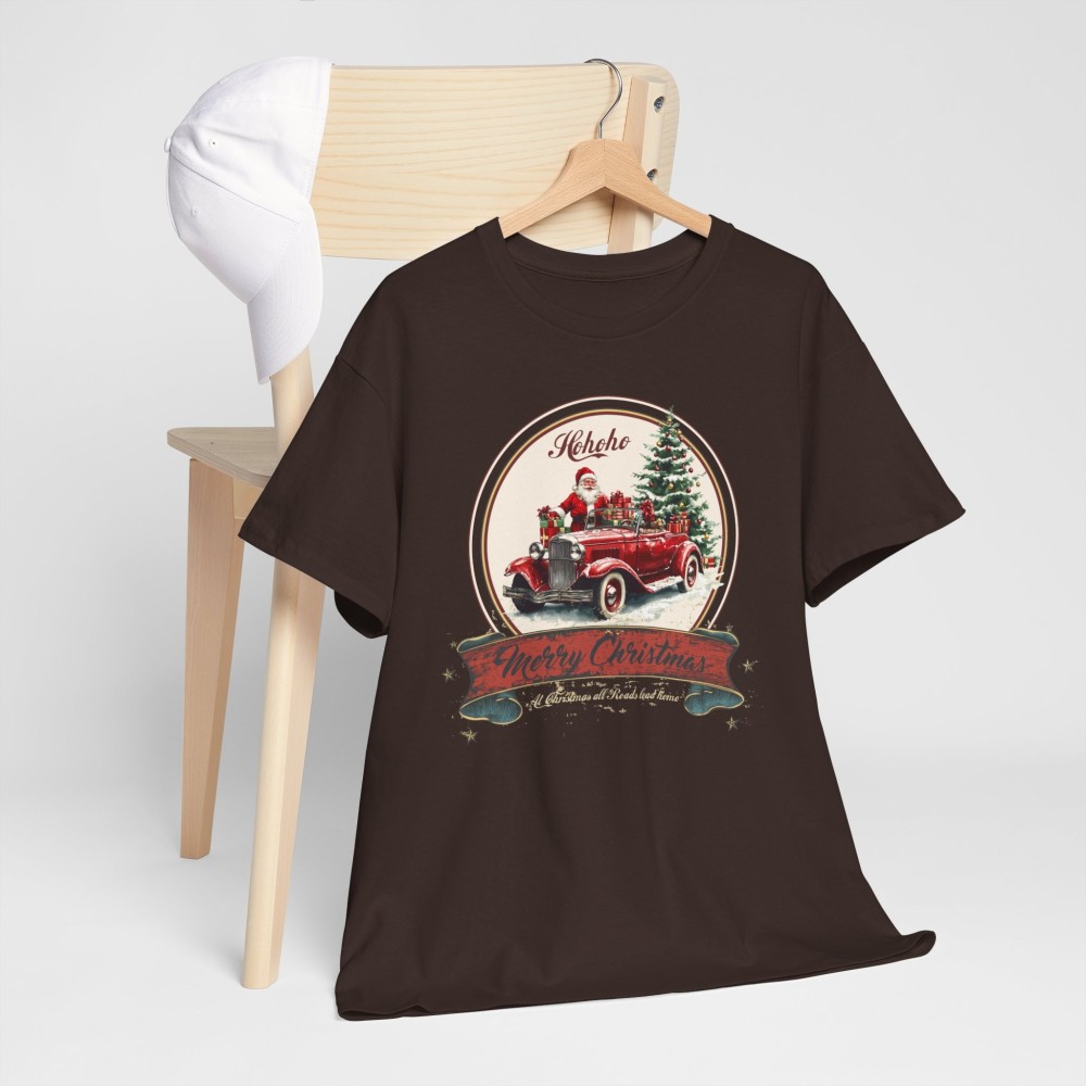 MERRY CHRISTMAS T-Shirt regalo di Natale con Babbo Natale e la sua Ford T Hot Rod T-Shirt unisex