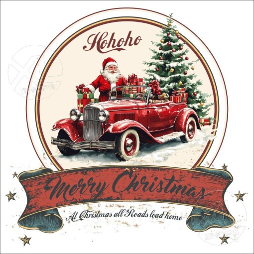 MERRY CHRISTMAS T-Shirt regalo di Natale con Babbo Natale e la sua Ford T Hot Rod T-Shirt unisex