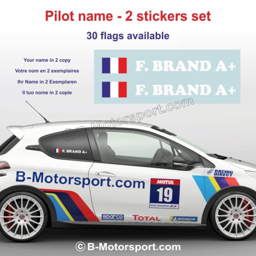 Sticker with driver or co-driver name in 2 copies - Type 1