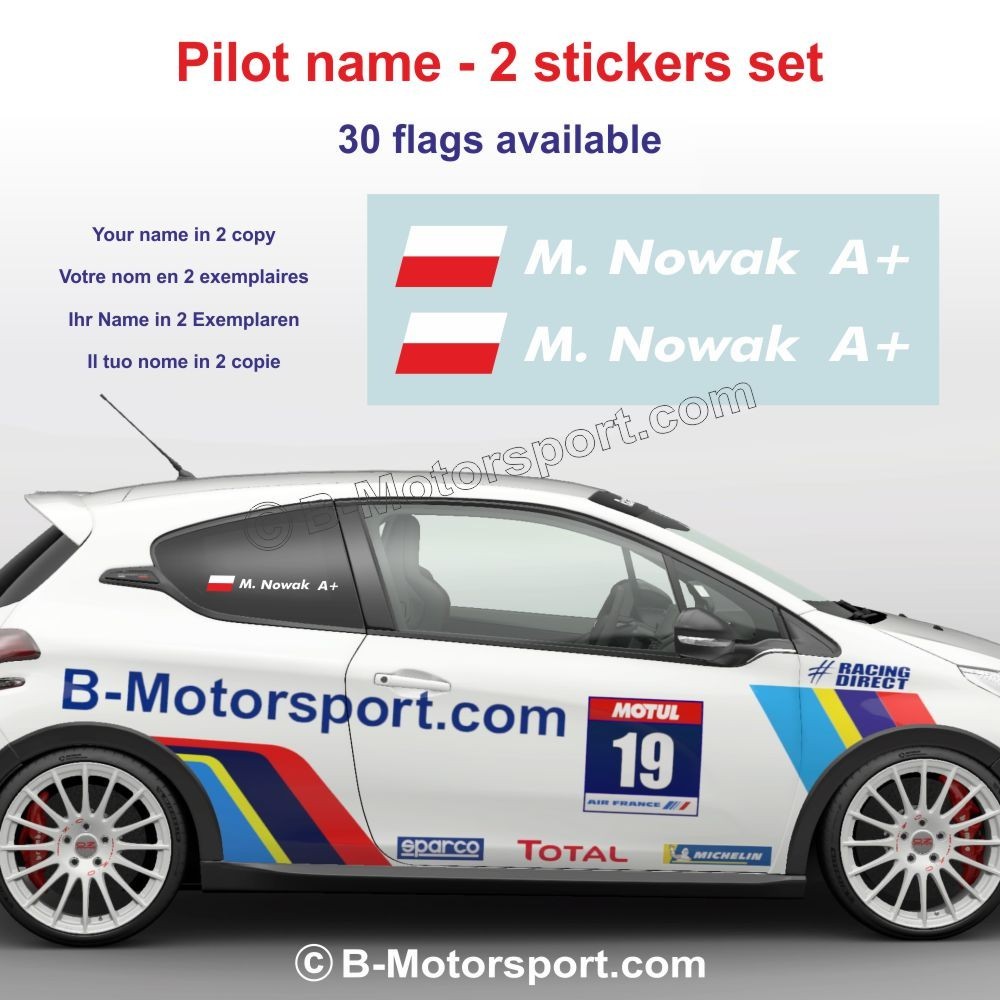 Sticker with driver or co-driver name in 2 copies - Type 5