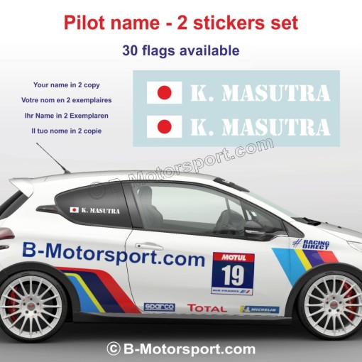 Sticker with driver or co-driver name in 2 copies - Type 3