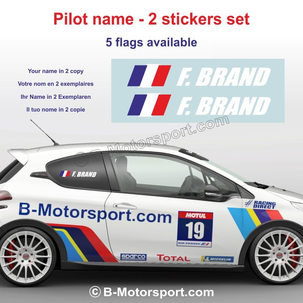 Sticker with driver or co-driver name in 2 copies - Type 7