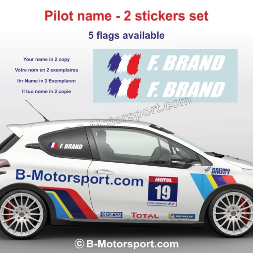 Sticker with driver or co-driver name in 2 copies - Type 8