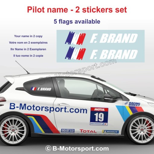 Sticker with driver or co-driver name in 2 copies - Type 9