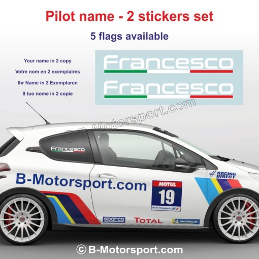 Sticker with driver or co-driver name in 2 copies - Type 10