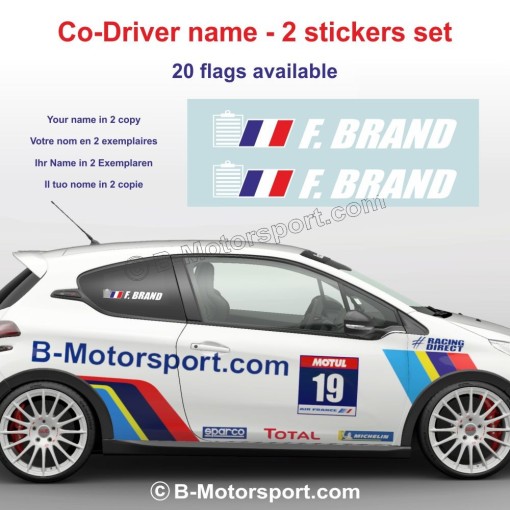 Sticker with co-driver name in 2 copies - Type 12