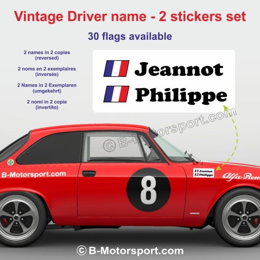 Autocollant vintage nom pilote et copilote en 2 exemplaires - Type C