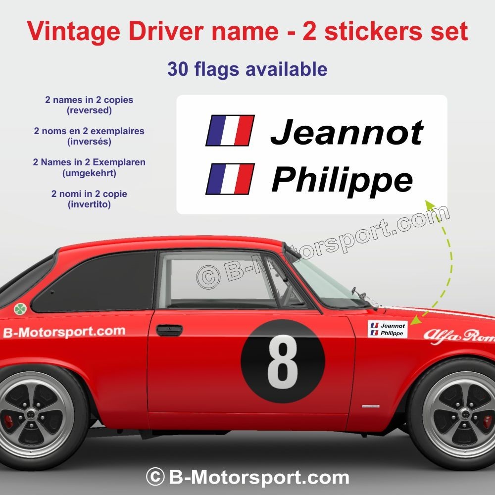 Vintage sticker with pilot and co-pilot names in 2 copies - Type B