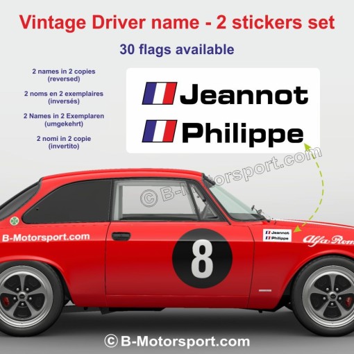 Autocollant vintage nom pilote et copilote en 2 exemplaires - Type A