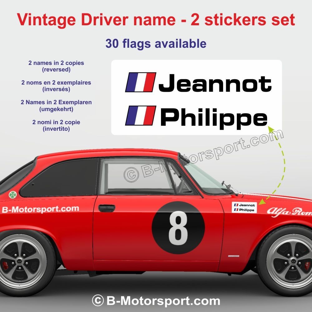 Autocollant vintage nom pilote et copilote en 2 exemplaires - Type A