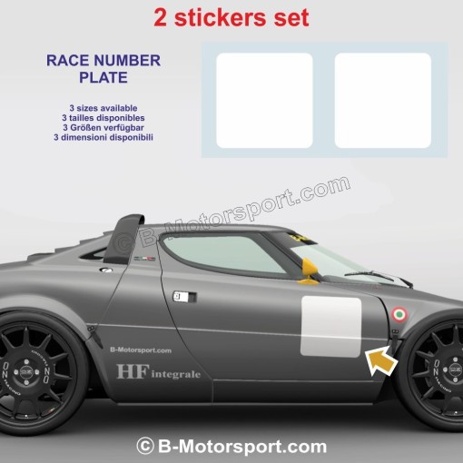 Square Rally Race Number Plate Sticker in 2 Copies