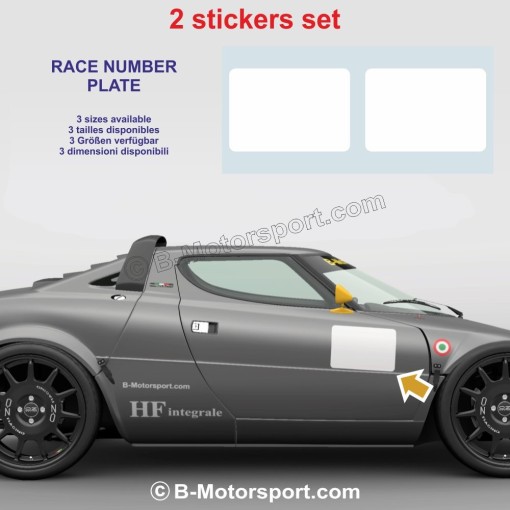 Rectangular Rally Race Number Plate Sticker in 2 Copies