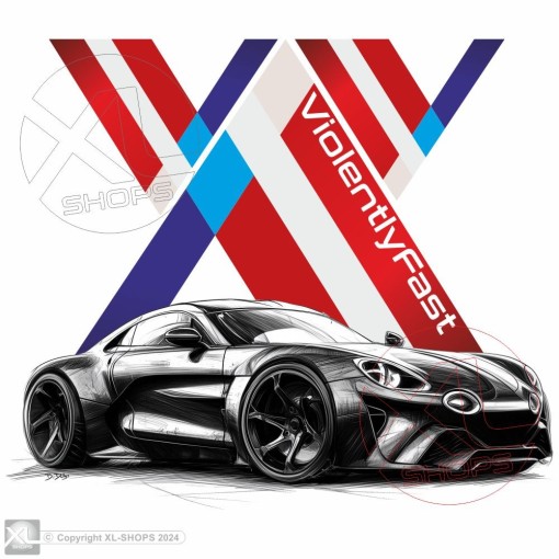 VIOLENTLY FAST A110 designer style men Tshirt with ALPINE A110