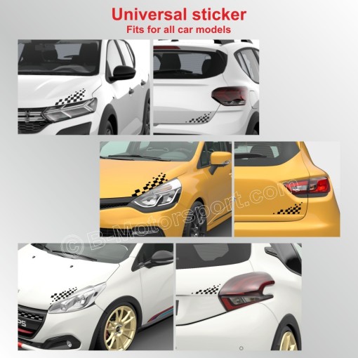Chequered flag sticker decal for bonnet and rear trunk